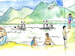 A la plage au lac d&#039;Annecy