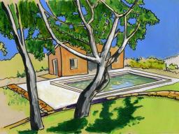Lapiscine de Cabrière réalisée à la peinture acrylique